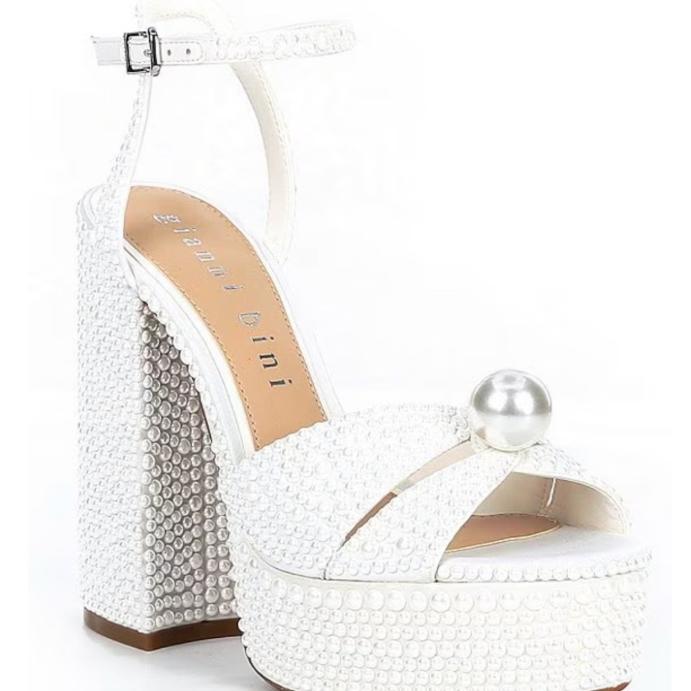 Gianni Bini KemaraTwo Embellished Pearl Studded Platform Sandals